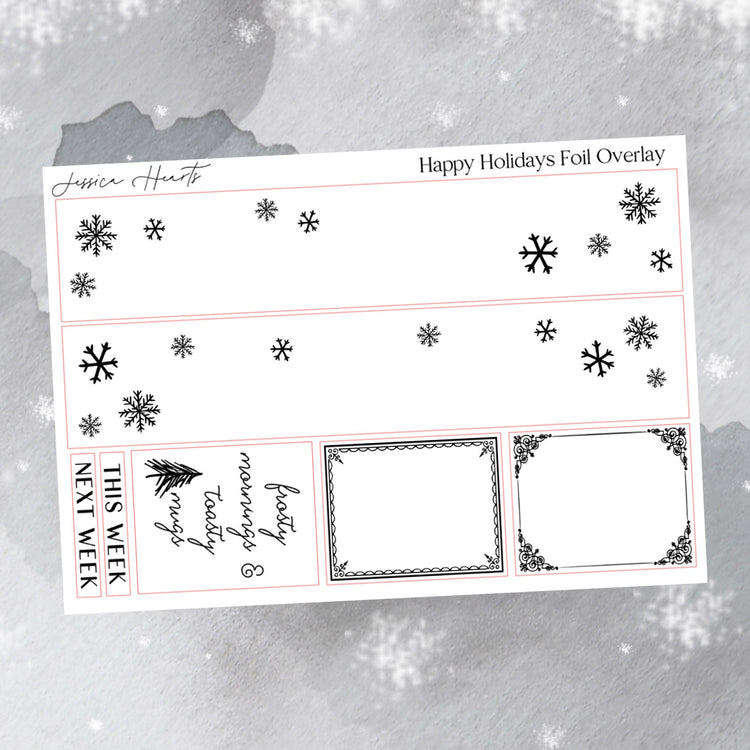 Happy Holidays Foil Overlay Sticker Sheet (Transparent)