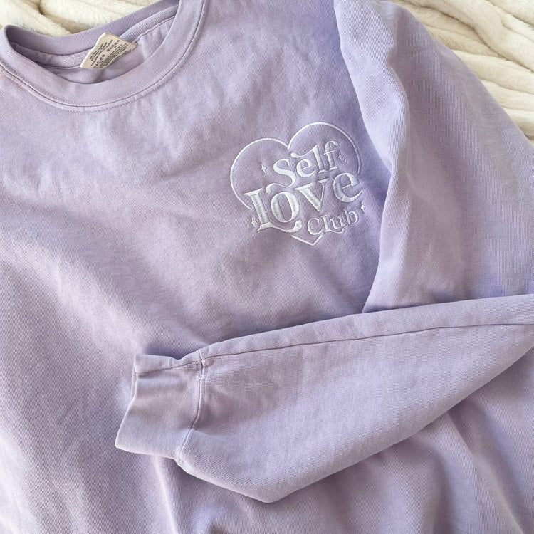 Lilac Self Love Club Embroidered Sweatshirt