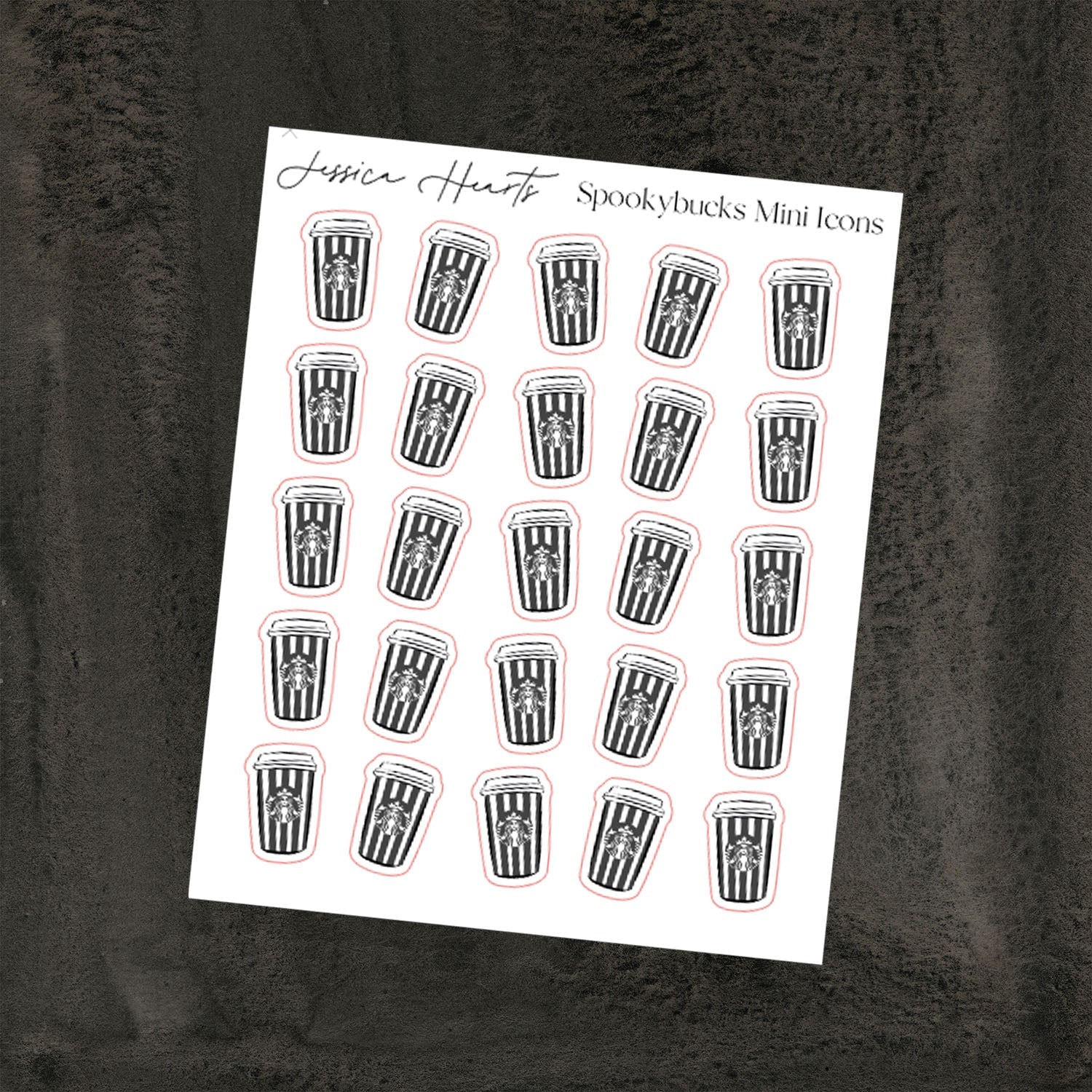 Spookybucks Mini Icon Sticker Sheet - Jessica Hearts