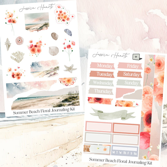 Summer Beach Floral Journaling Kit - Jessica Hearts