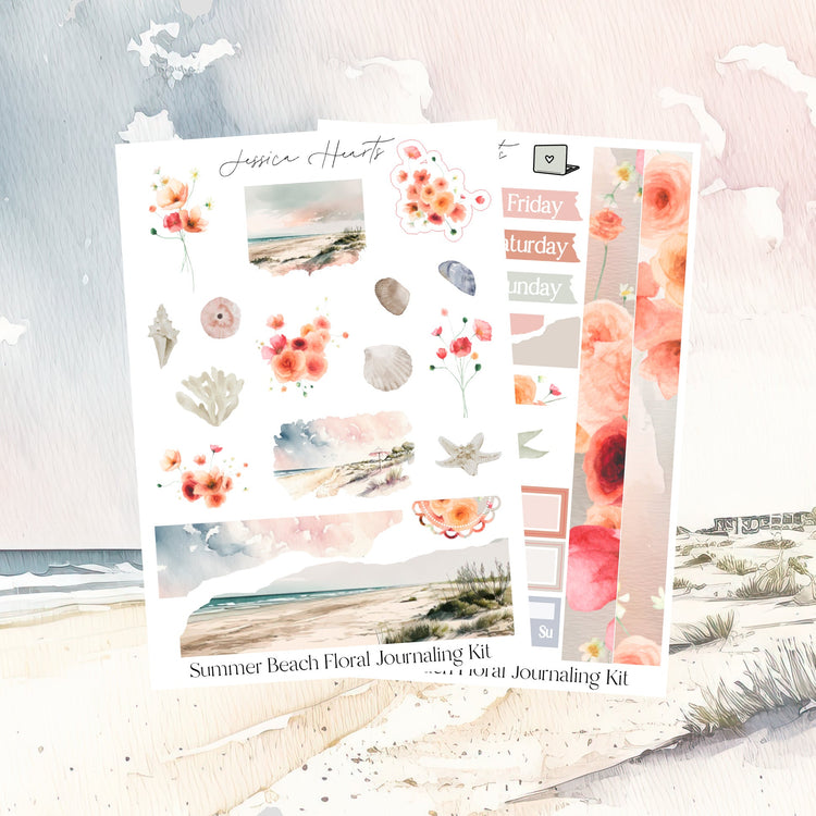 Summer Beach Floral Journaling Kit - Jessica Hearts