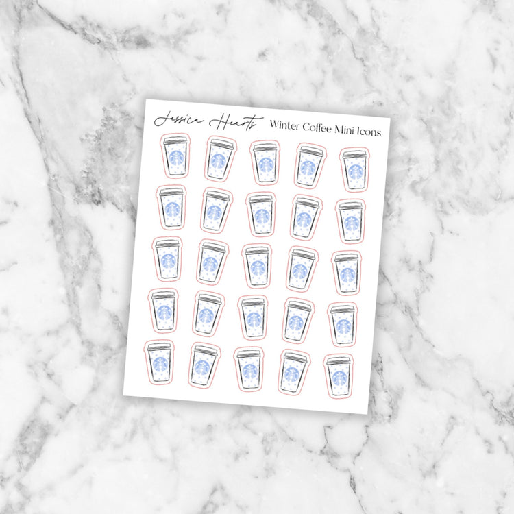 Winter Coffee Mini Icons - Jessica Hearts
